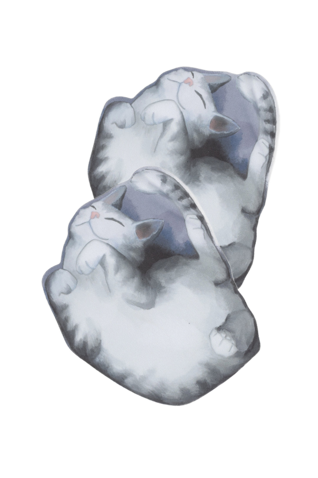 two cat-shaped microfibre screen wipes shown on a white background
