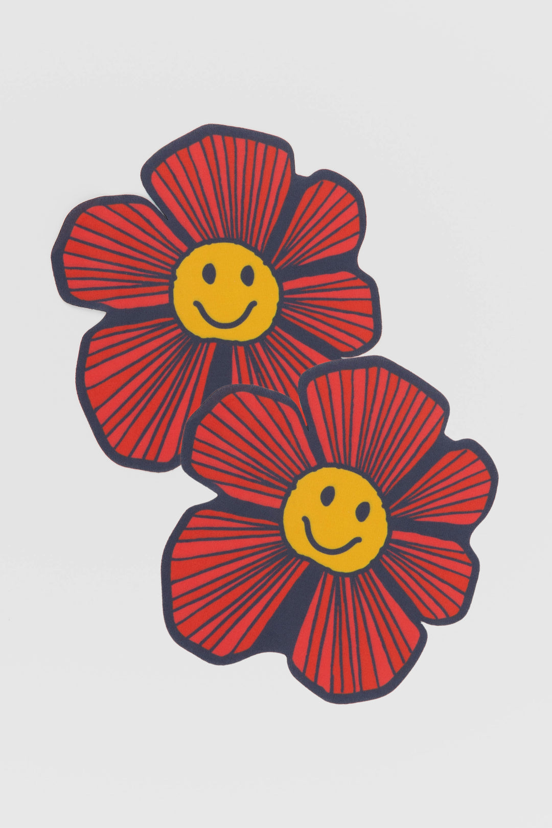 pair of screen wipes in flower shape shown on a white background
