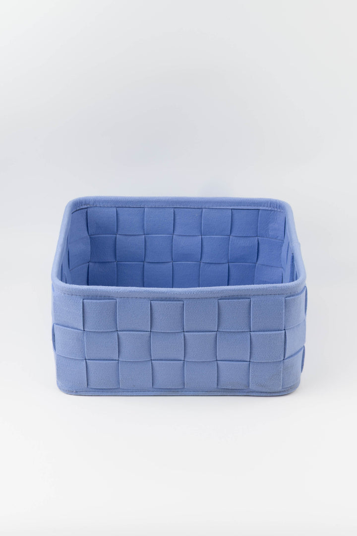 medium woven felt storage box shown from above with its structured woven felt sides and soft interior
