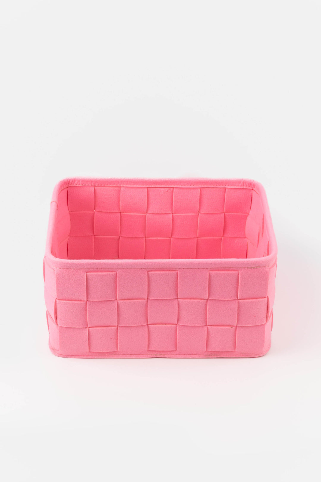 medium woven felt storage box shown empty
