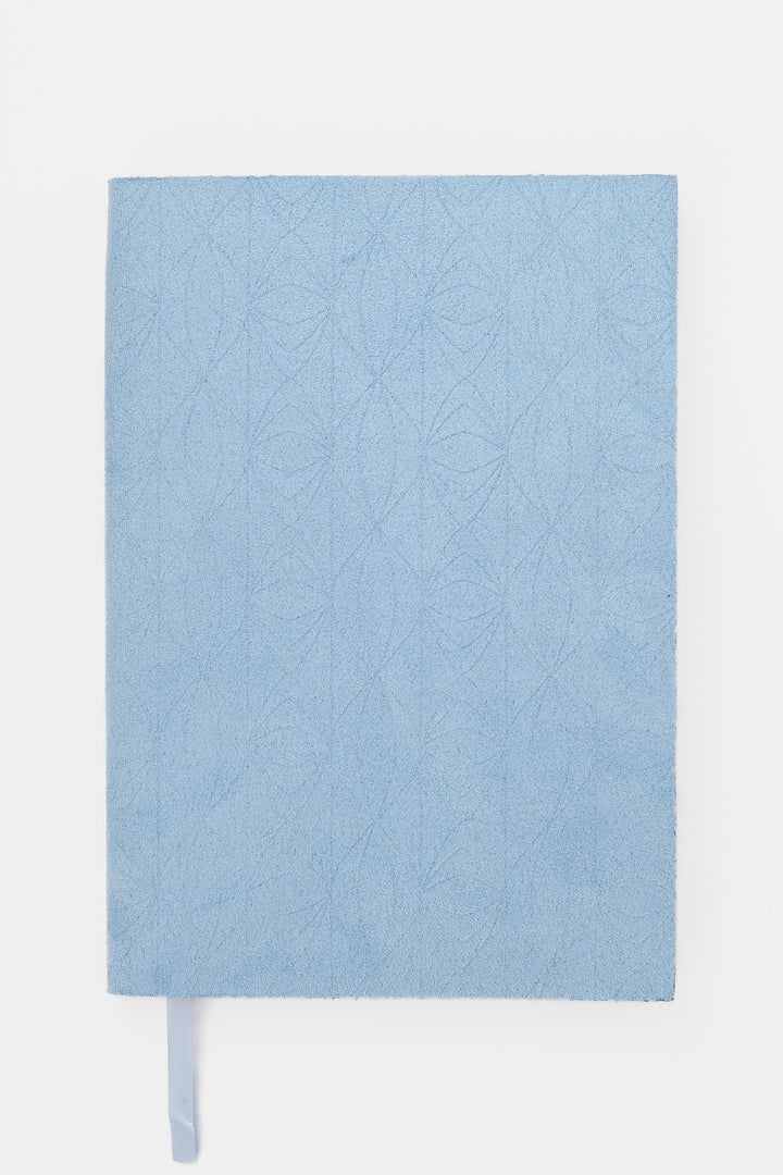 blue faux suede  flex-cover diary with embossed pattern 