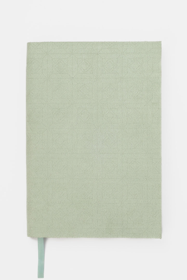 green faux suede  flex-cover diary with embossed pattern 