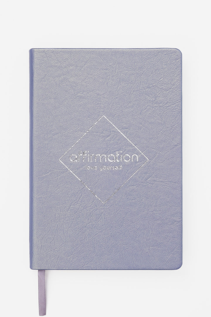 Lavender purple notebook with 'affirmation' branding 