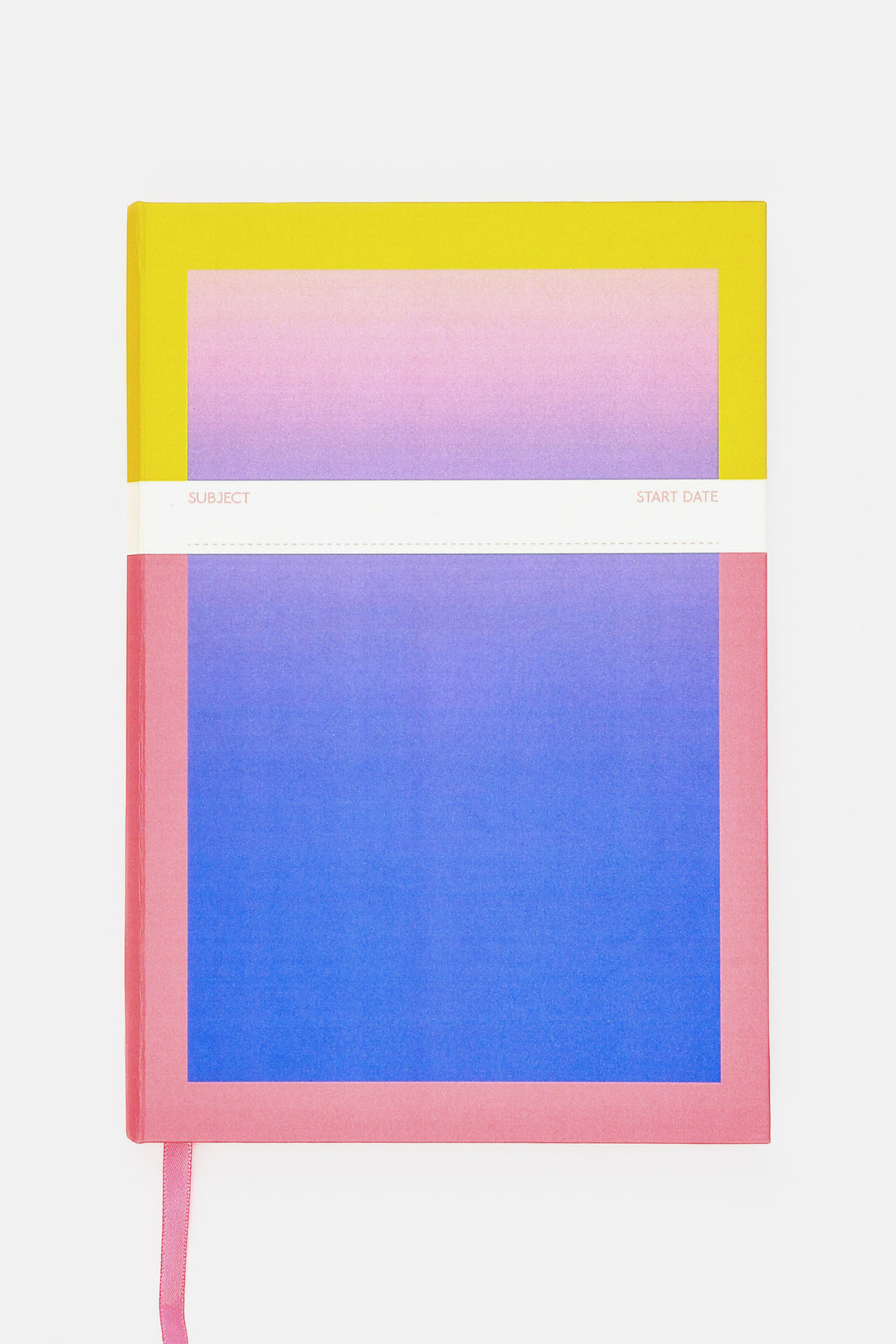 front view of A5 notebook with yellow and pink gradient cover