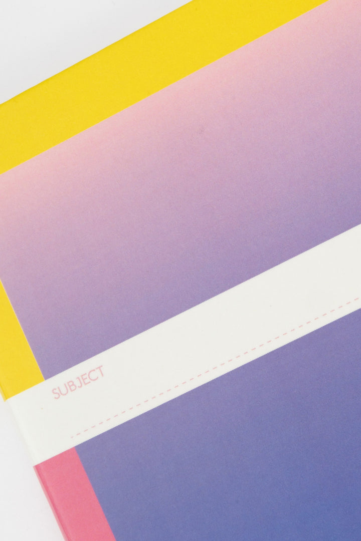 close-up of gradient cover showing the subject label