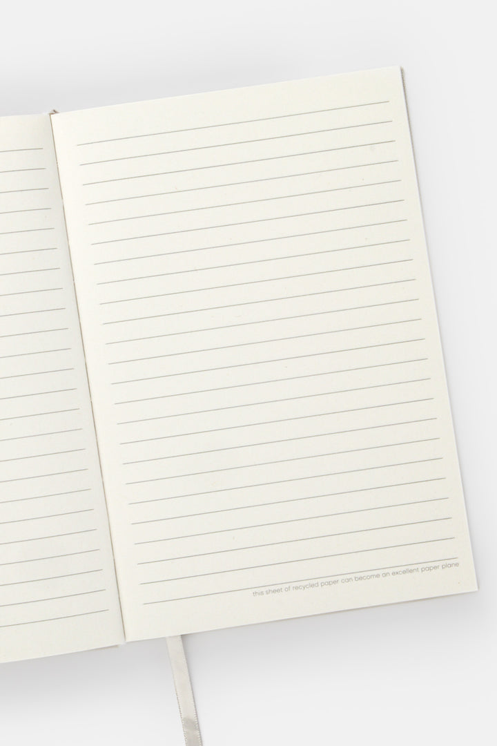 Open notebook with lined pages 
