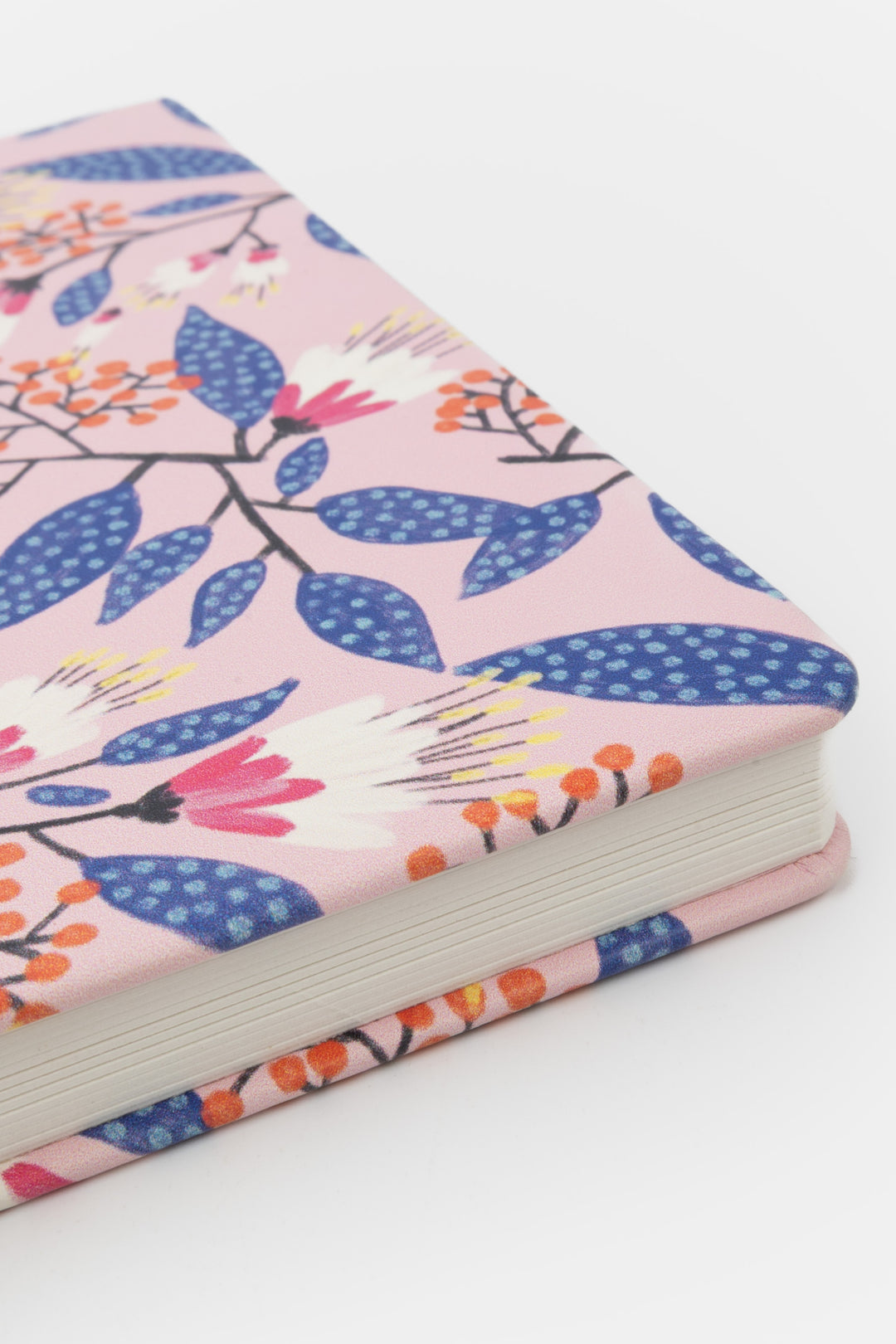 close-up of the pink floral cover 