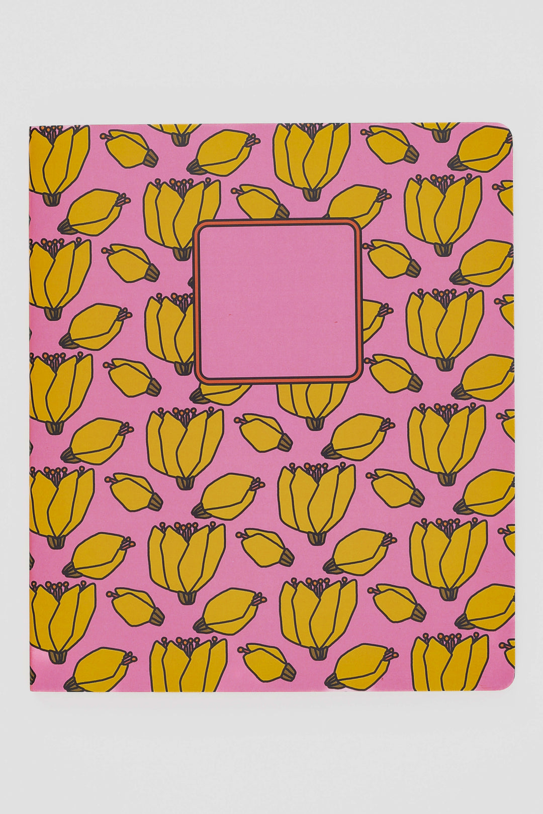 Notebook with yellow banana pattern on a pink cover