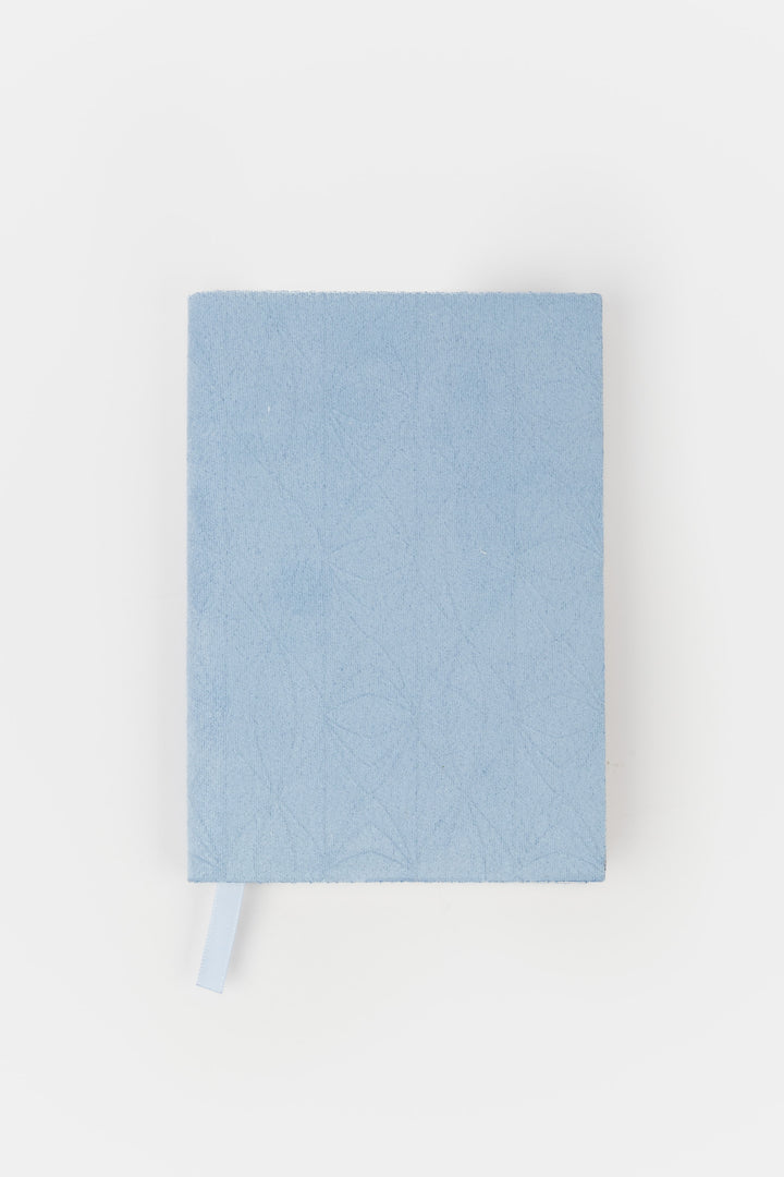 blue faux suede  flex-cover diary with embossed pattern 
