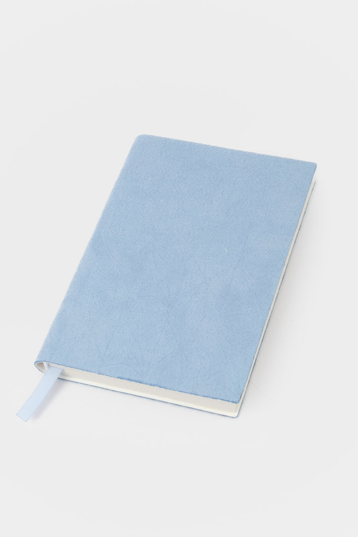 blue faux suede  flex-cover diary with embossed pattern 
