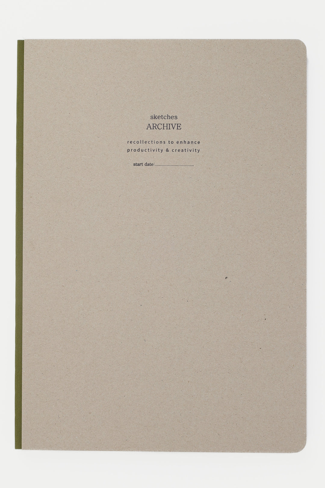 Beige sketchbook with Archive text and fabric spine