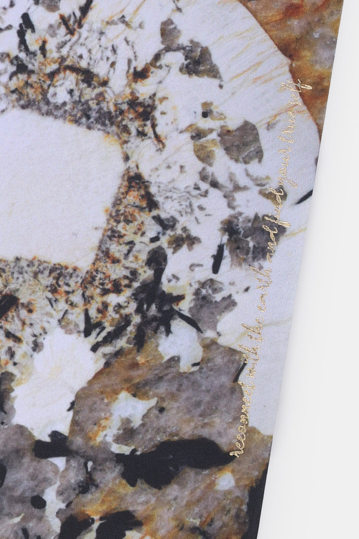 A5 diary cover detail showing natural stone print texture and gold title detail
