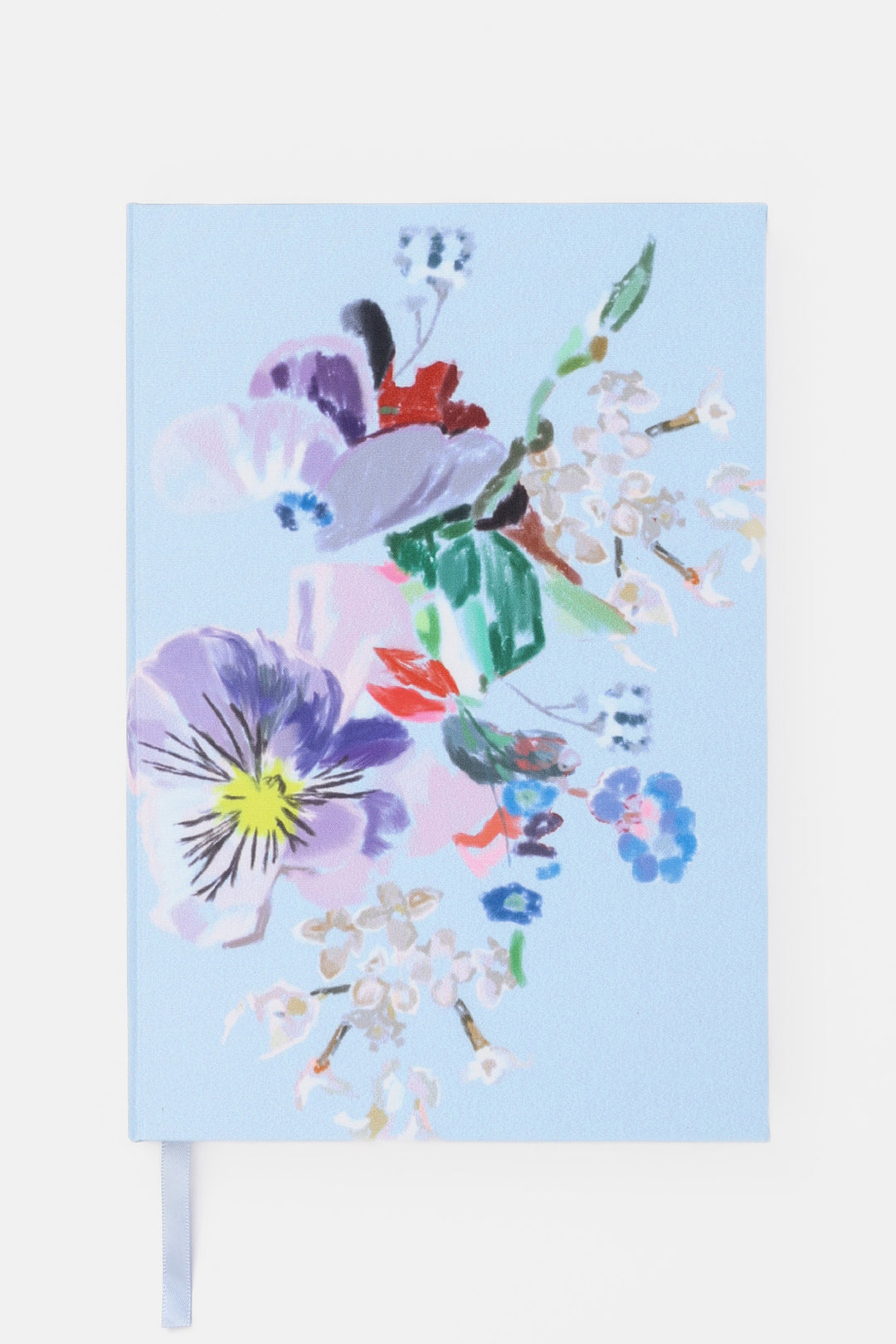 Ikebana floral notebook with a light blue background