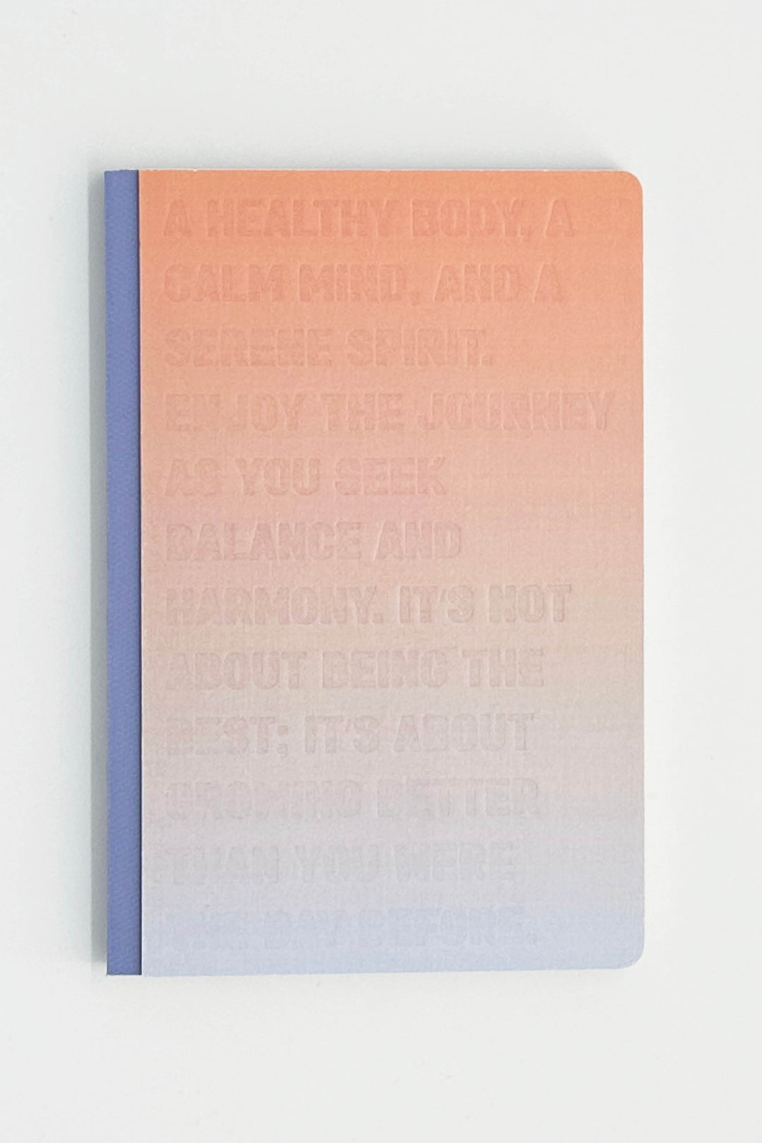 Gradient notebook with text on a white background