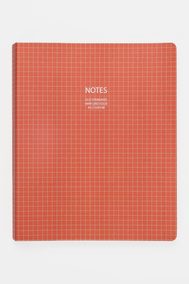 A5 softcover notebook with red 5mm grid cover
