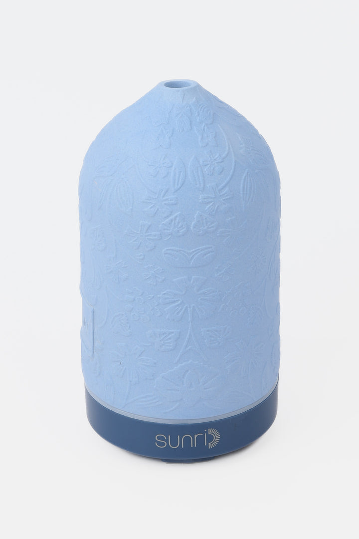 Blue textured diffuser with 'sunri' branding on a white background