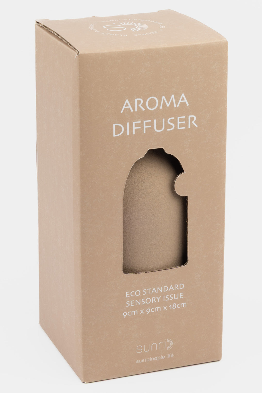 Kraft paper packaging of an aroma diffuser with 'Sunn' branding.
