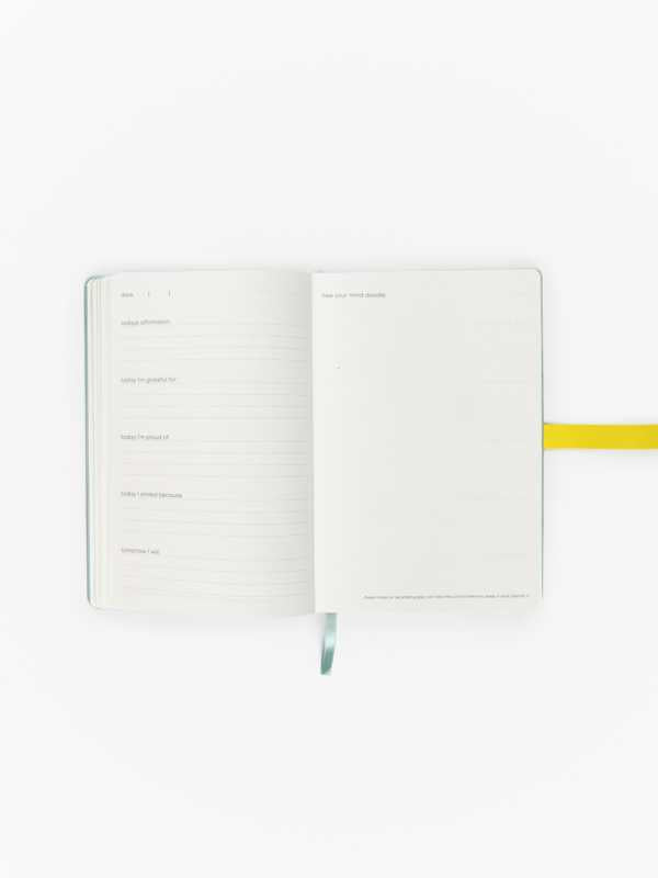 Calendar planner with a yellow ribbon on a white background