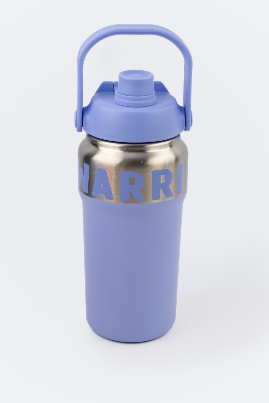 purple 1000ml insulated stainless steel bottle with flip straw spout and carry handle
