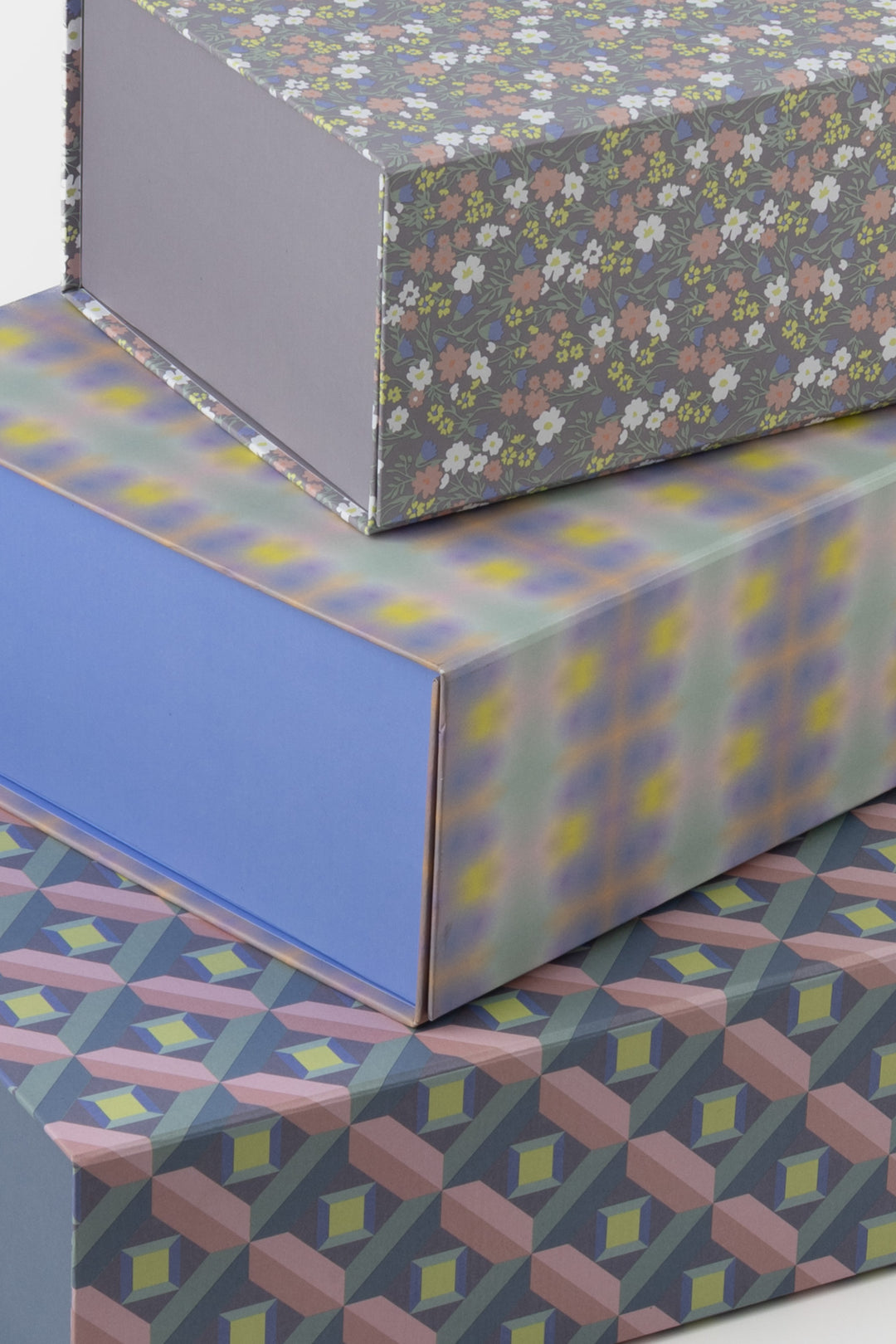 Foldable modular desk organiser A5 stacked boxes side view