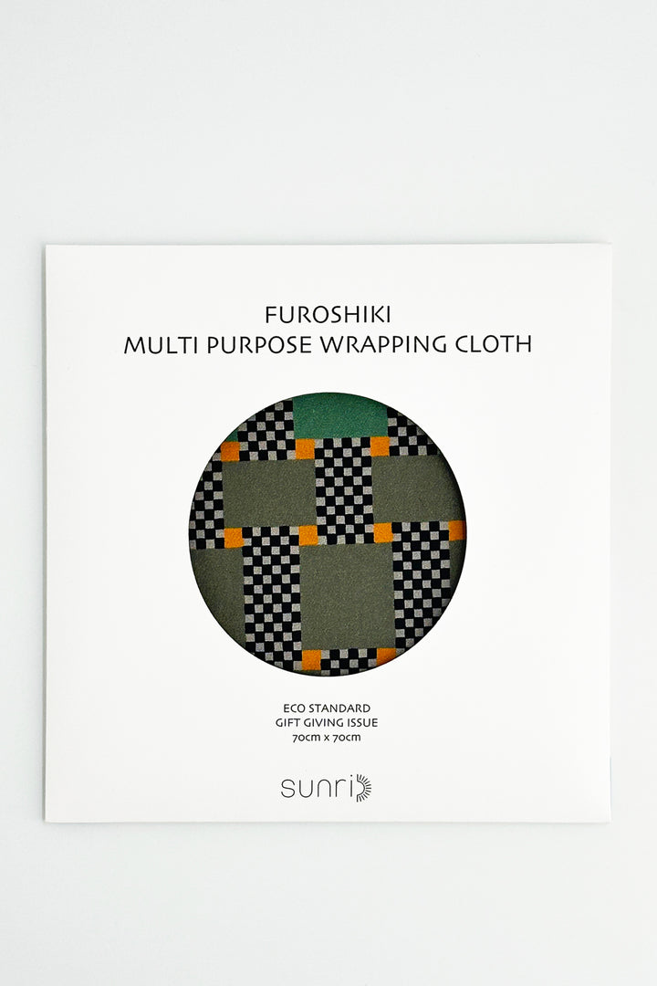 furoshiki multi purpose wrapping cloth packaging with graphic check pattern