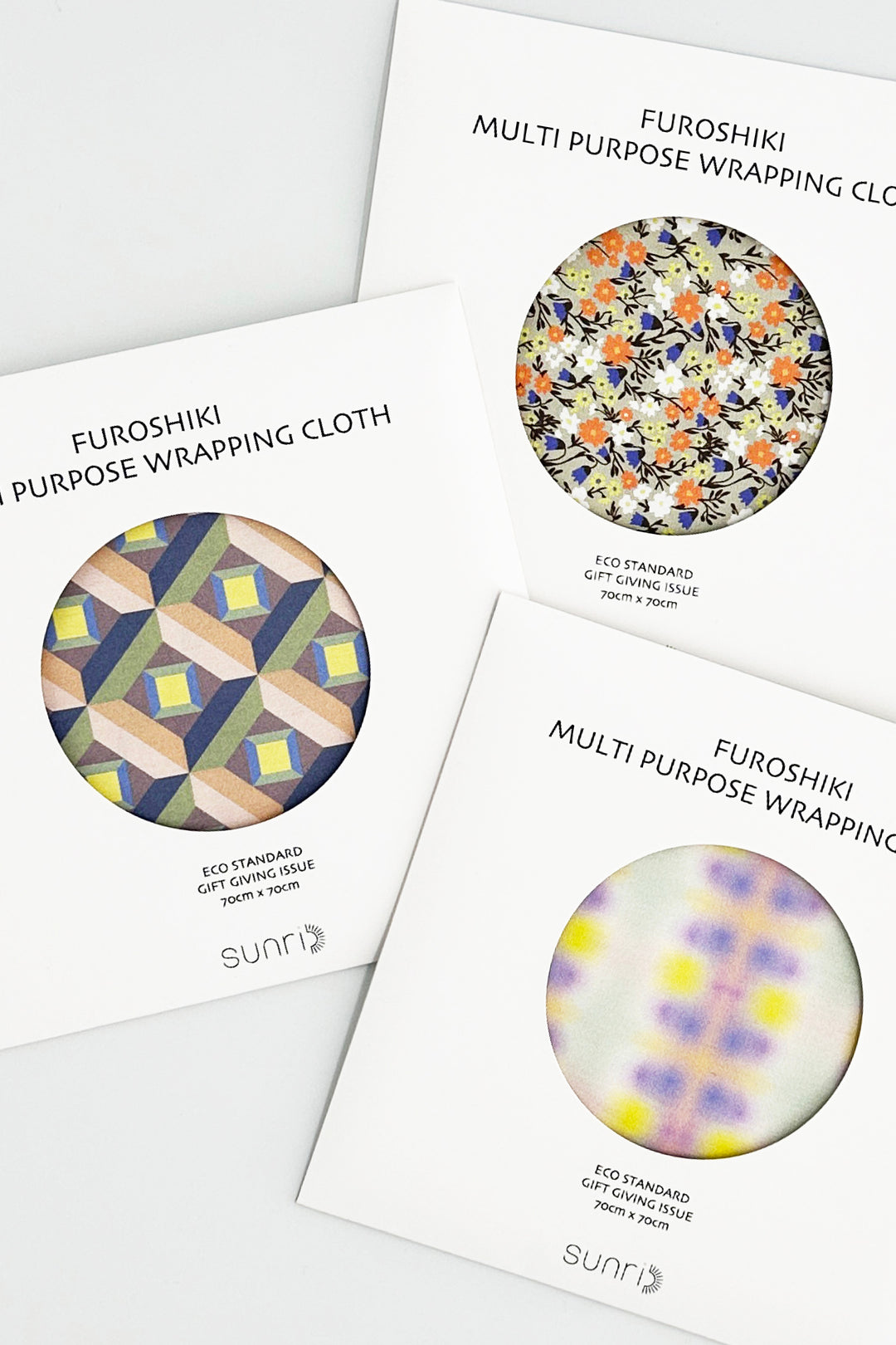 furoshiki product cards displaying gradient print from the sensory series