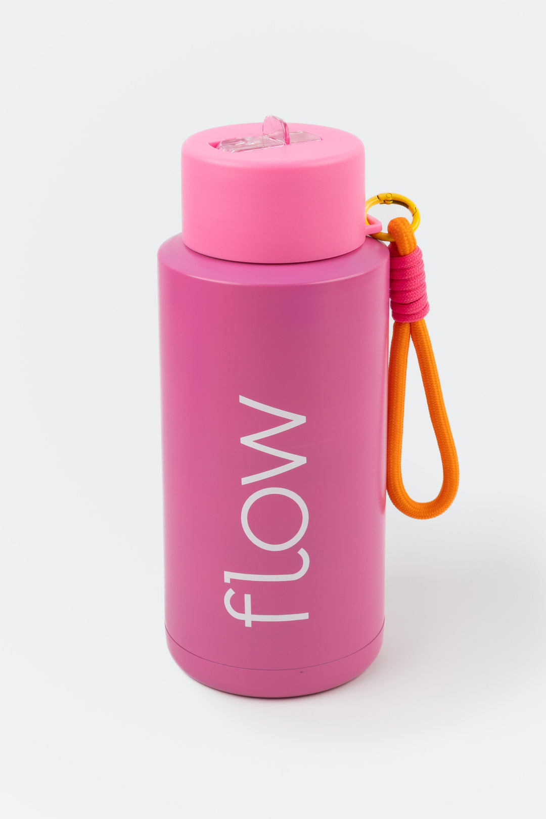 pink 1l insulated stainless steel bottle flow design with paracord carry loop
