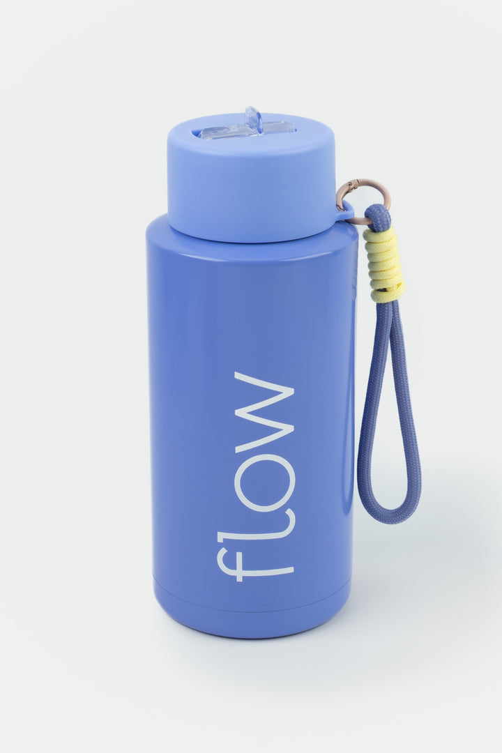 purple 1l insulated stainless steel bottle flow design with paracord carry loop
