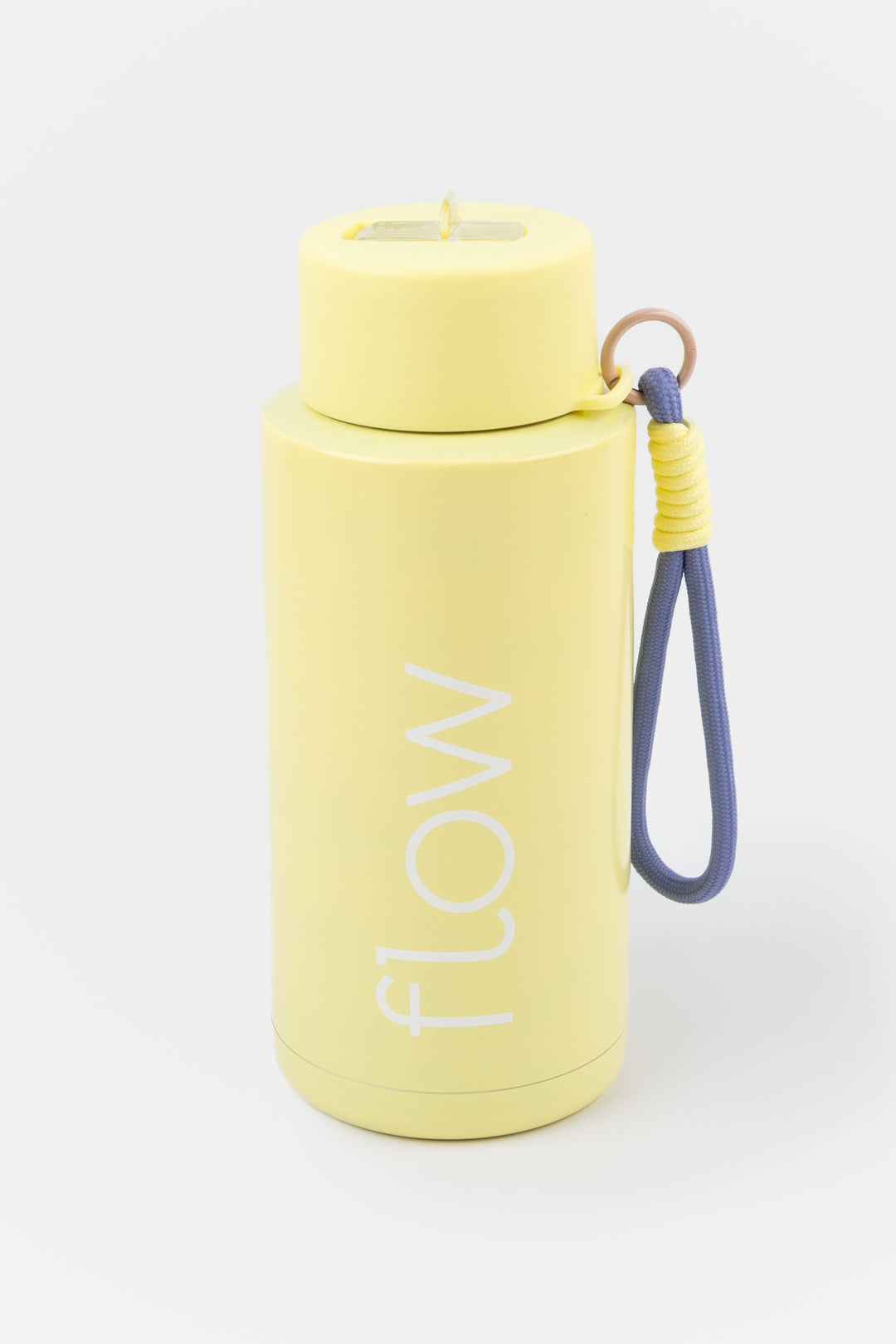 yellow 1l insulated stainless steel bottle flow design with paracord carry loop
