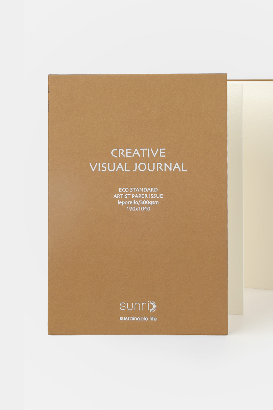 Brown creative visual journal with text on a white background