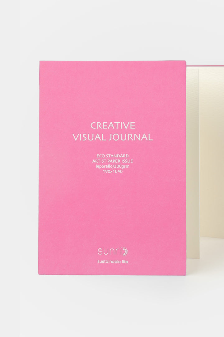 Pink 'Creative Visual Journal' with 'sunri' branding on a white background