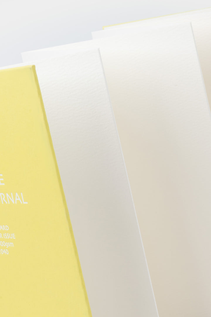 Close view of leporello folded sketch pages inside the yellow 鈥楥reative Visual Journal鈥?with 鈥榮unri鈥?branding
