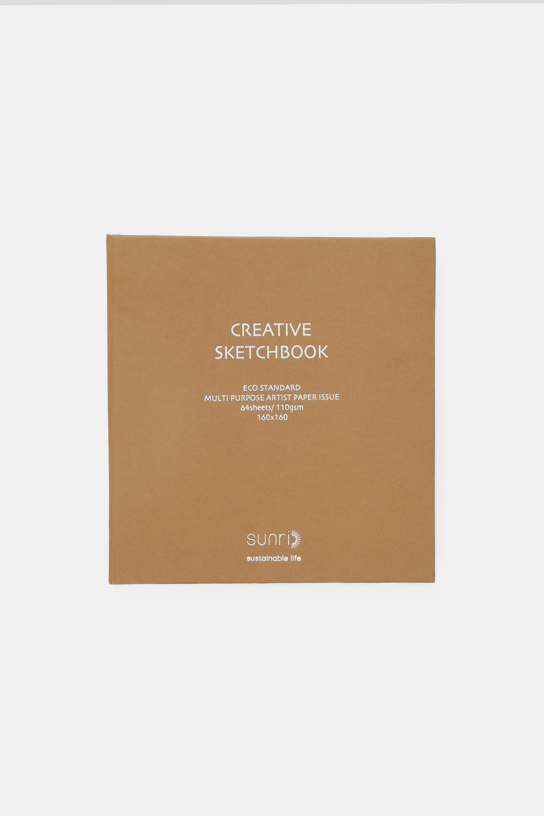 Brown sketchbook with 'Creative Sketchbook' text on a white background