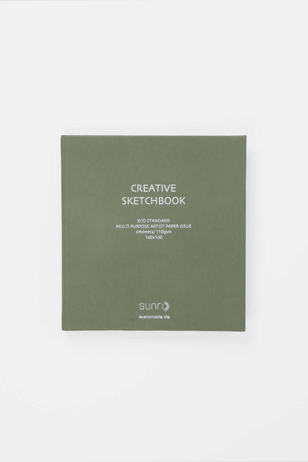 Green sketchbook with 'Creative Sketchbook' text on a white background