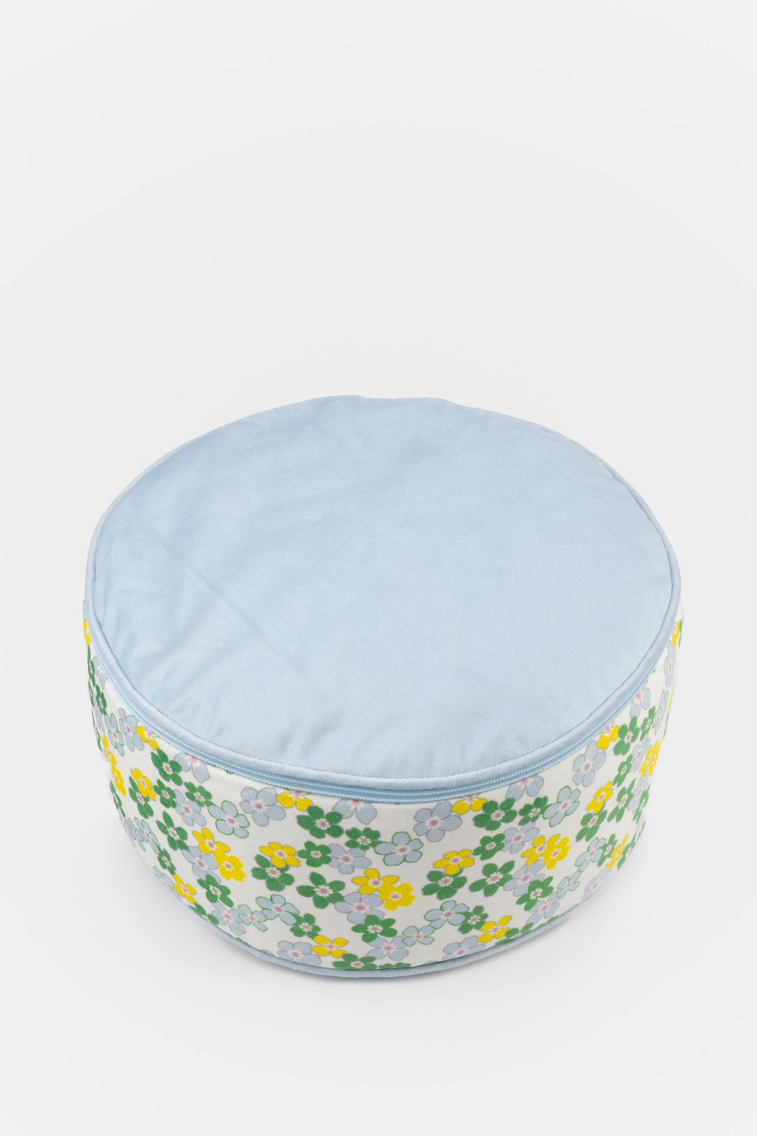 meditation pillow with floral pattern on a white background