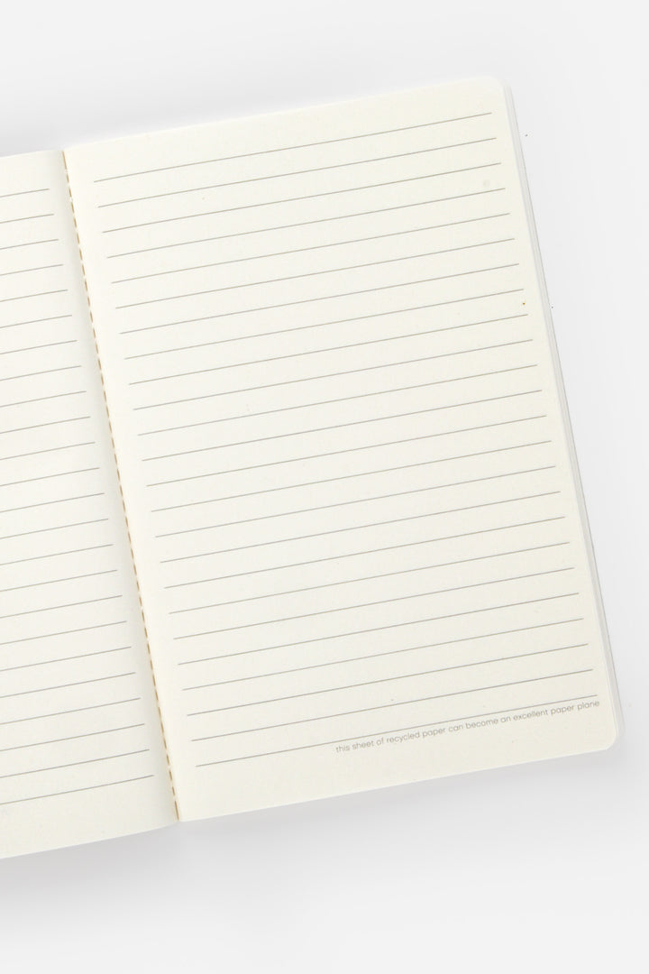 Open notebook with lined pages 