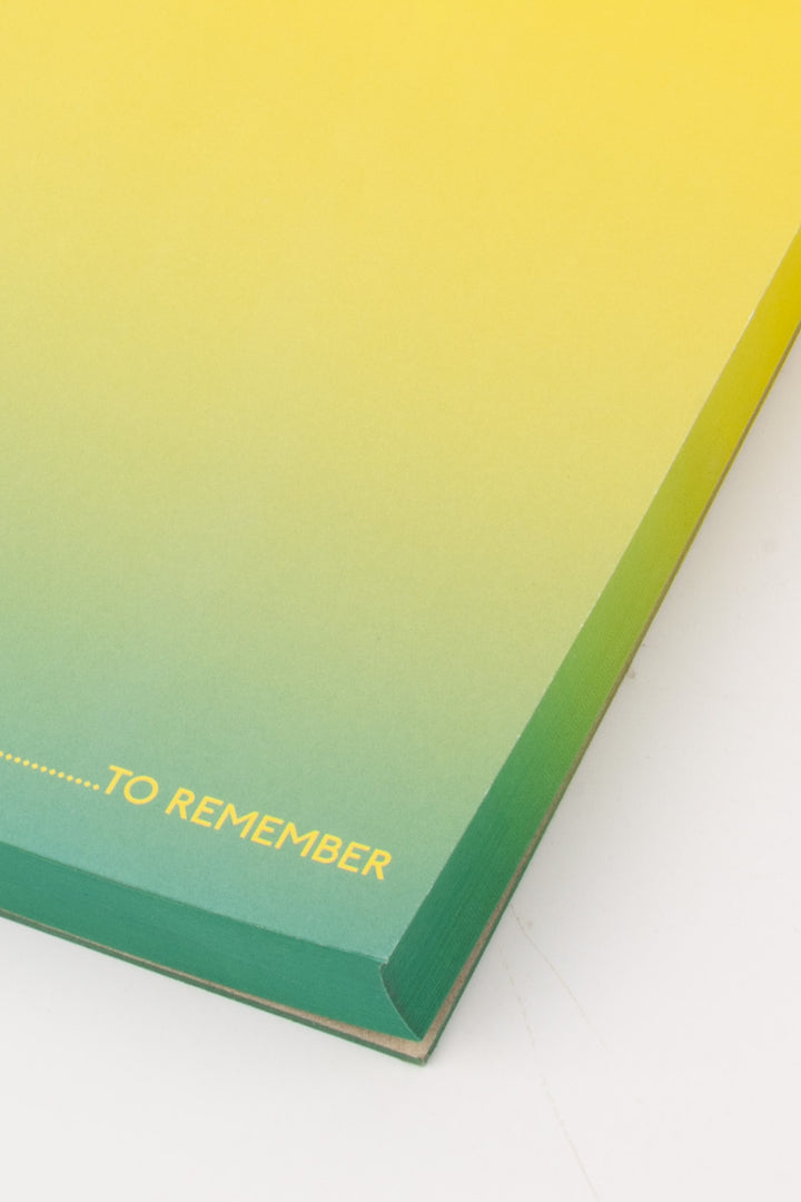 detail of yellow to green gradient note sheet with "things to remember" text