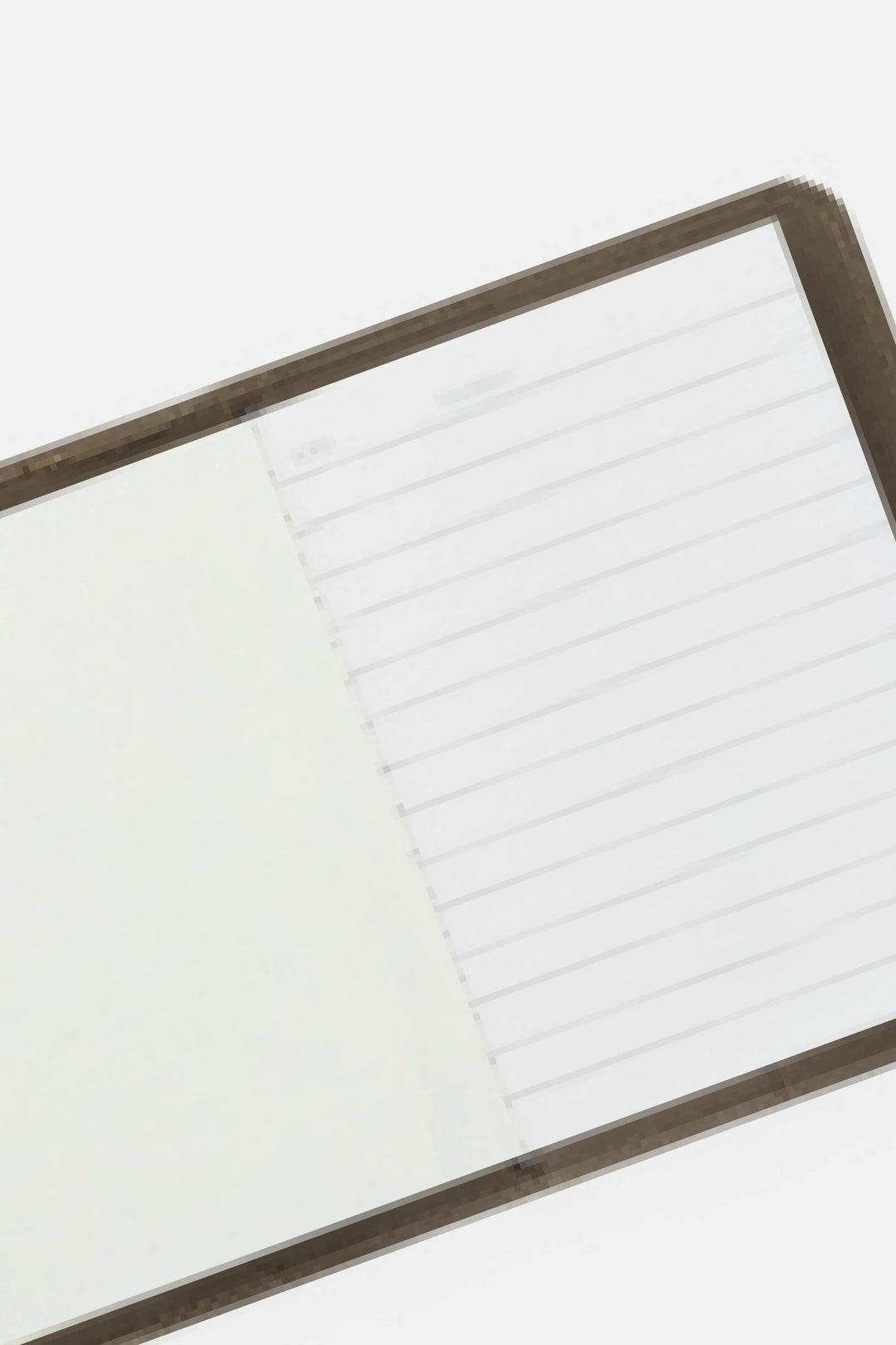 Open green passport size sketch journal with lined and blank pages 