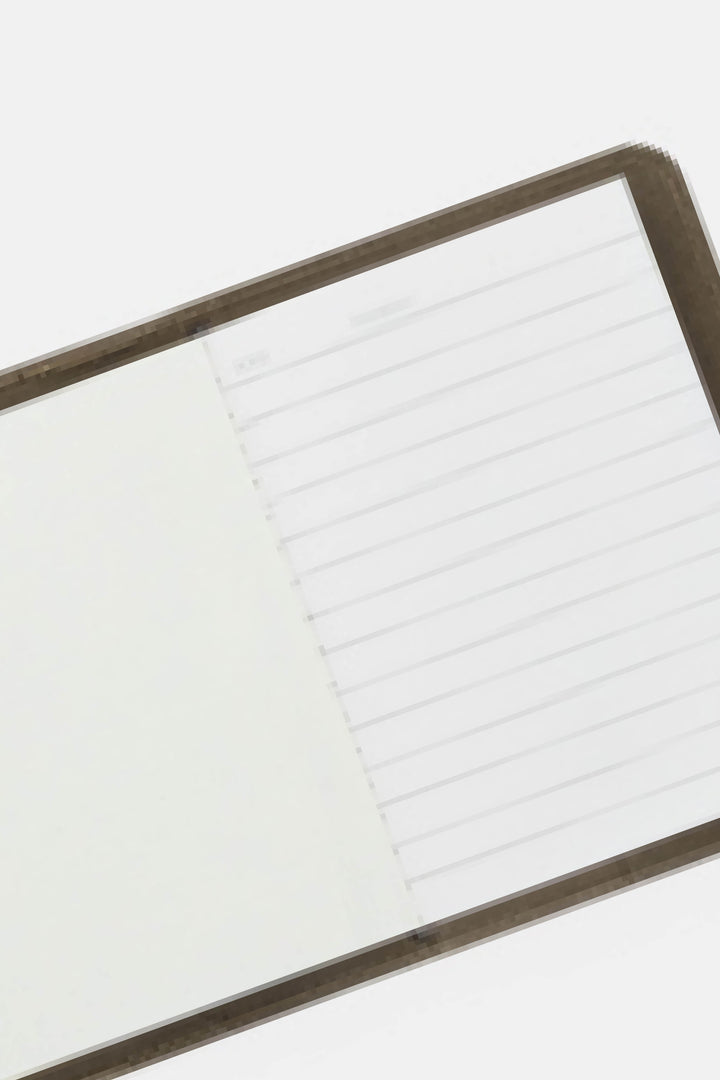 Open green passport size sketch journal with lined and blank pages 