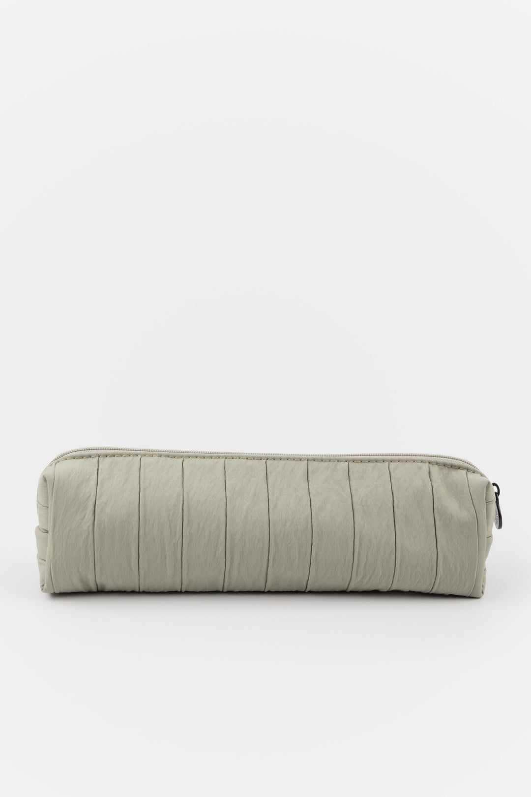 grey pleated  pouch on a white background