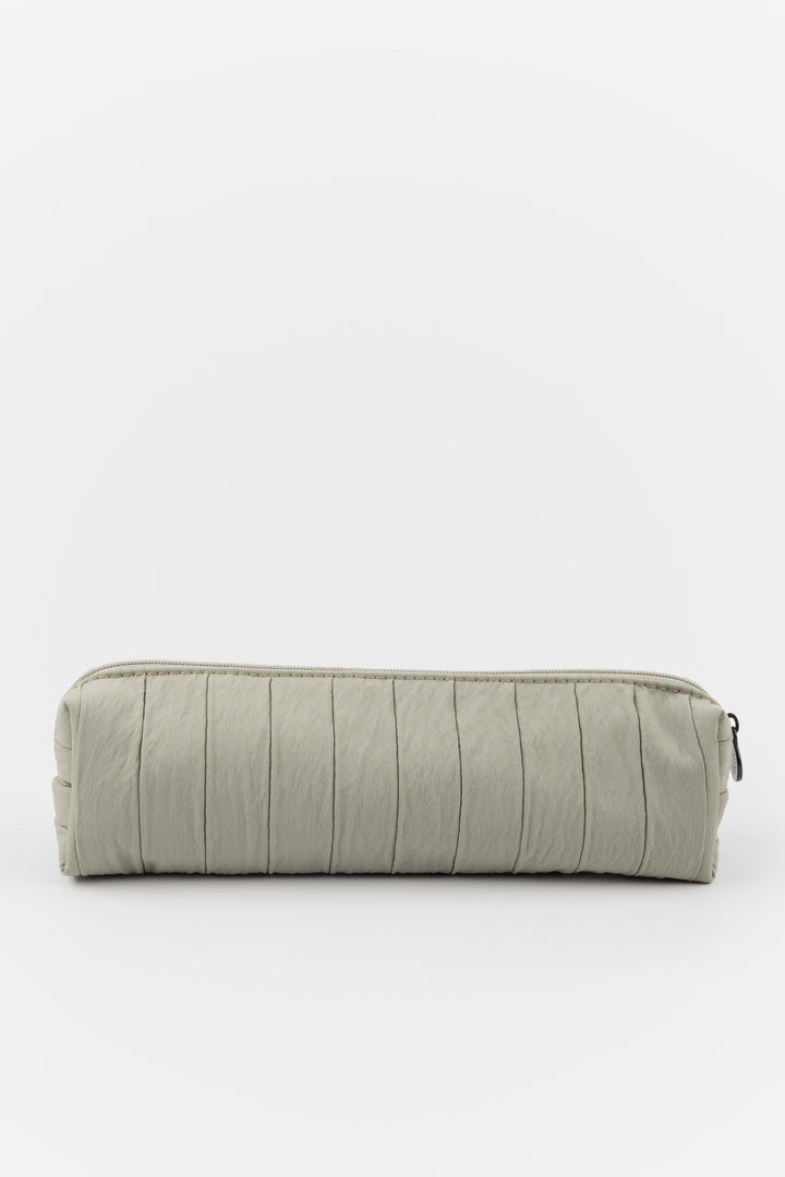 grey pleated  pouch on a white background