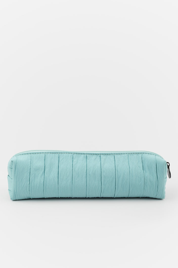 mint coloured pleated pouch on a white background