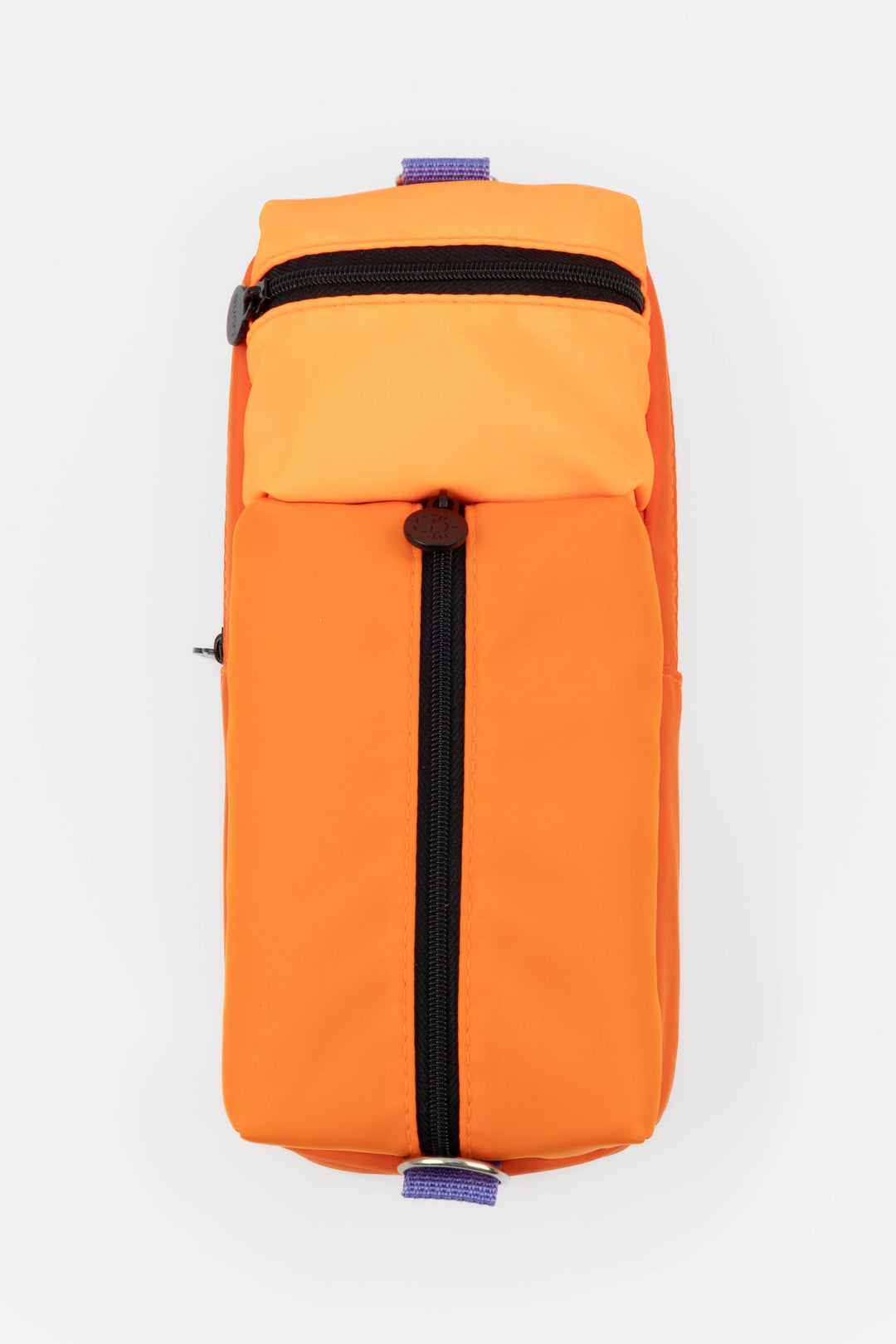Pencil case utility model shown from the front with two padded zipped compartments
