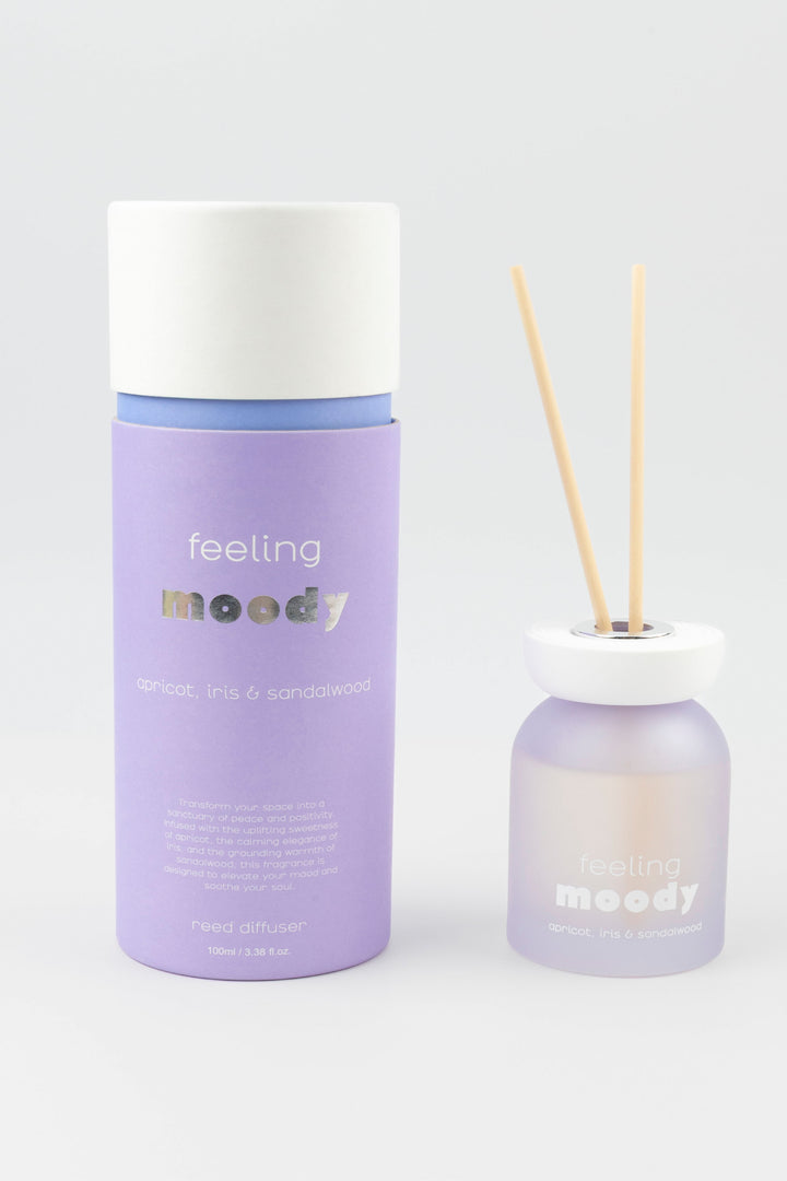 Purple diffuser bottle with white cap on a light gray background