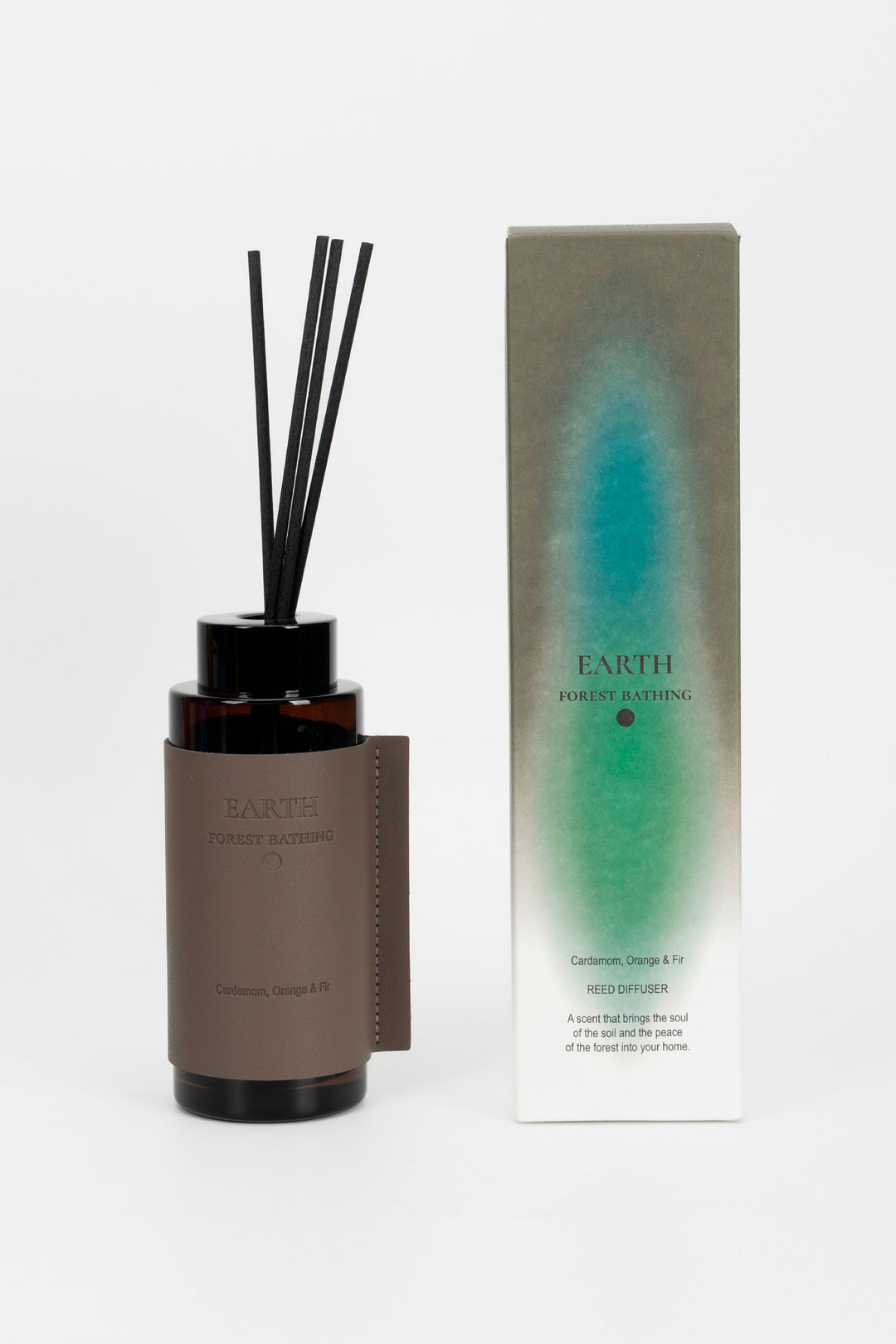 Brown diffuser bottle next to it's packaging
