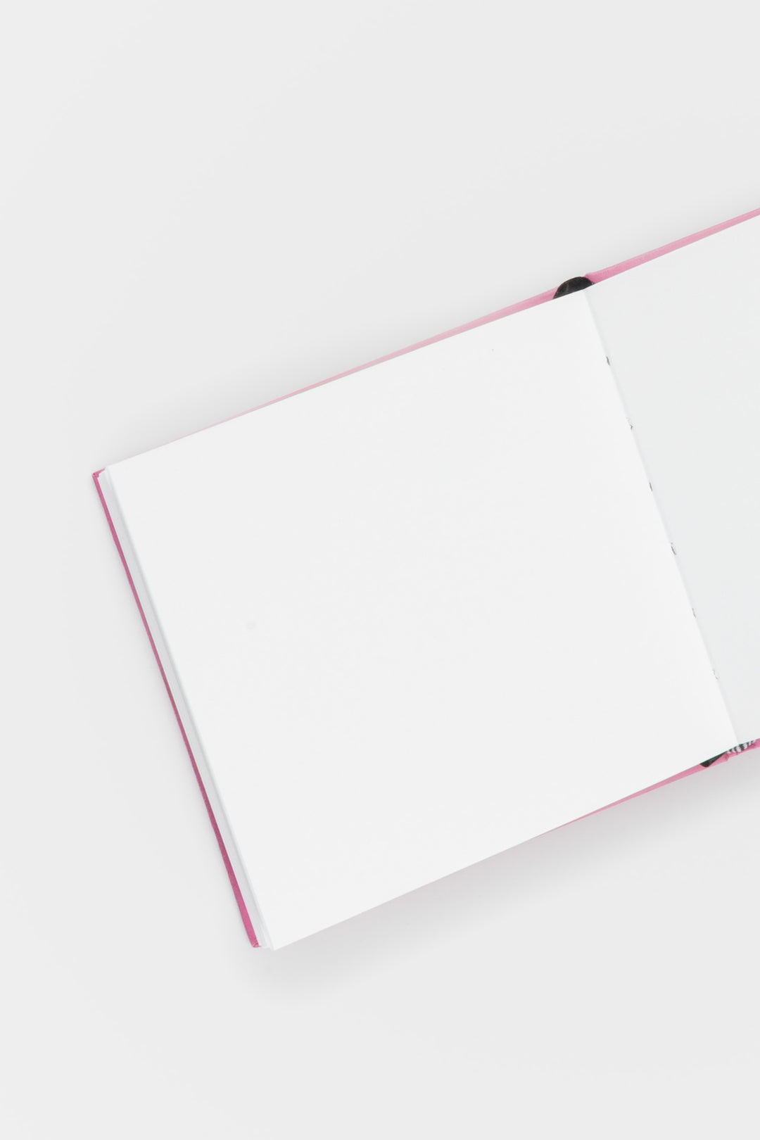 Open notebook with pink binding on a white background