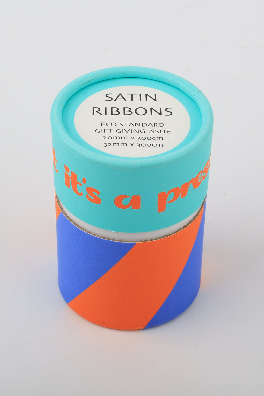 Satin ribbons packaging with colorful design on a white background