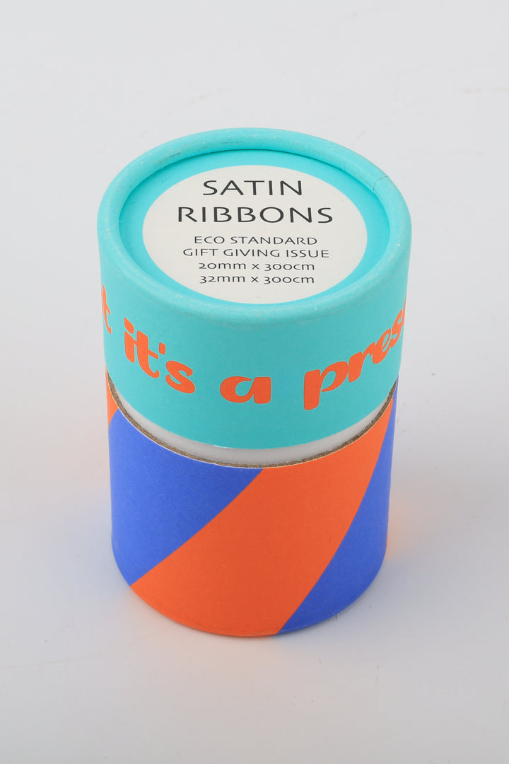 Satin ribbons packaging with colorful design on a white background