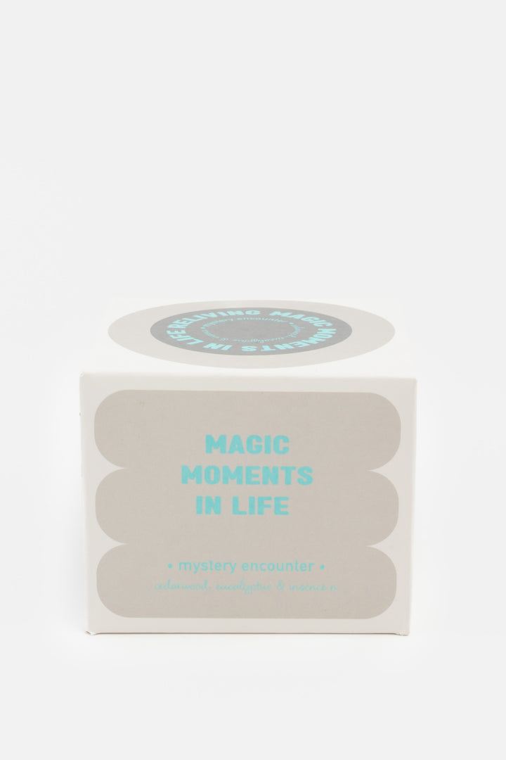 mystery encounter packaging box with grey and mint graphic design