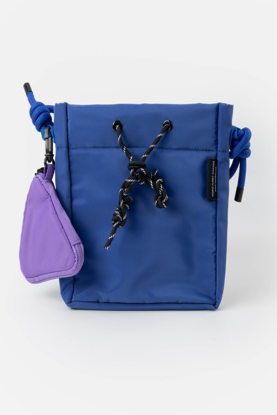 Blue bag with a purple pouch on a white background